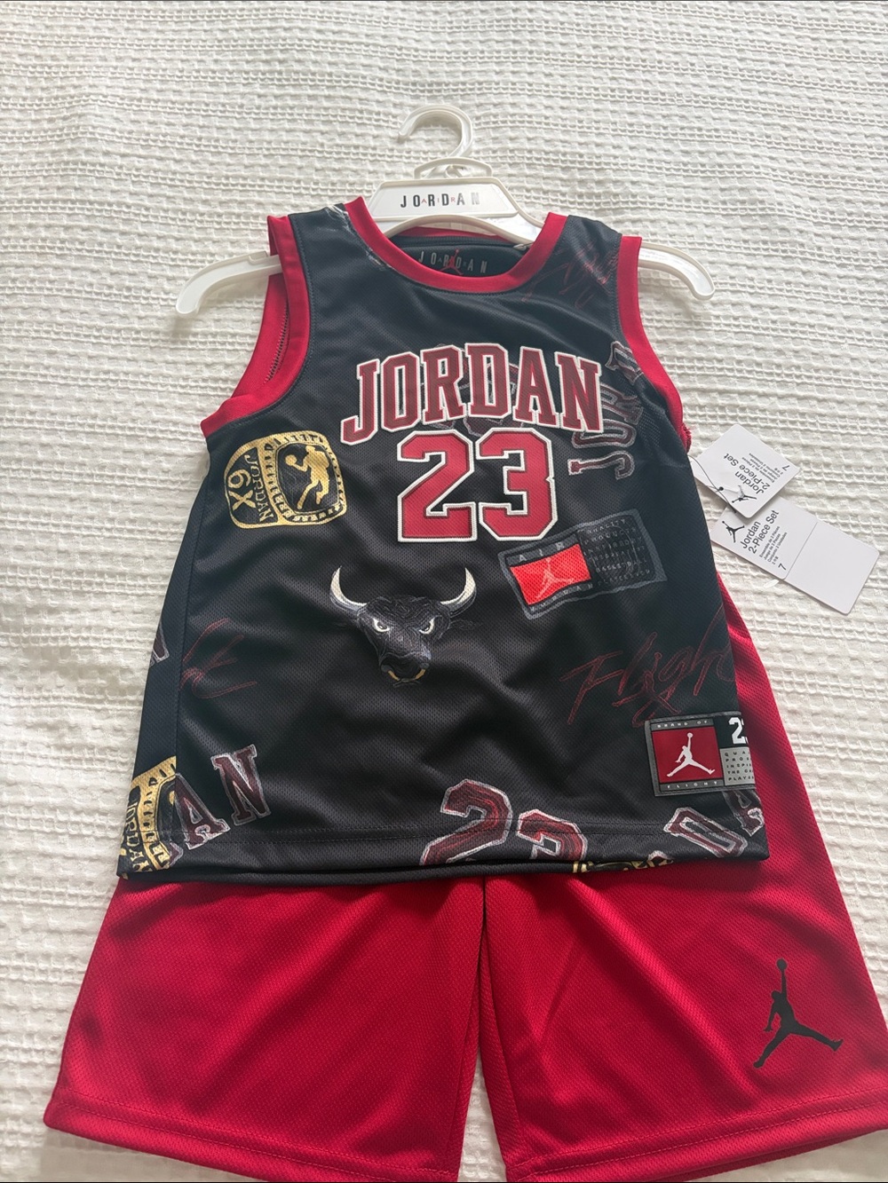Jordan Black & Red Boys' Basketball Jersey Set